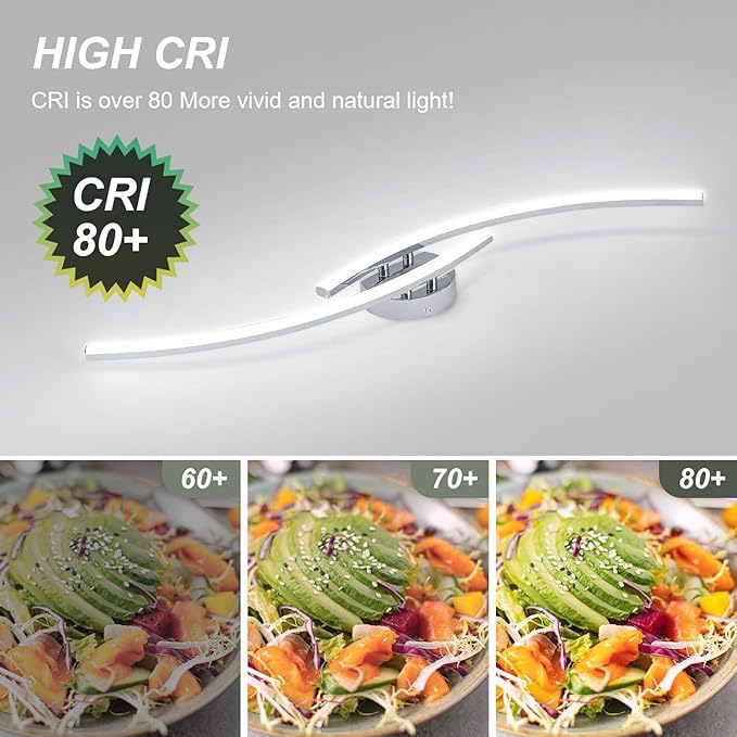 31.4Inch Modern LED Ceiling Light 22W Chrome Linear Ceiling Light Fixture 6000K - Image 8