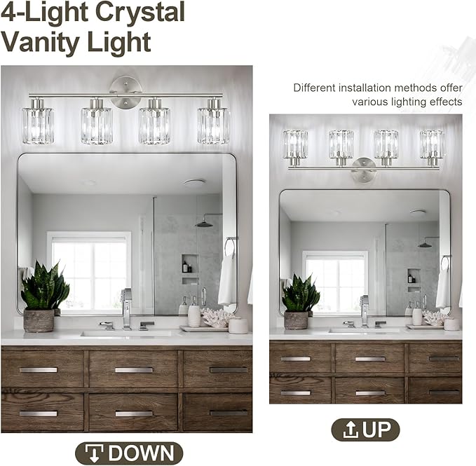 Crystal Bathroom Light Fixtures, Bathroom Lighting Fixtures Over Mirror - Image 7