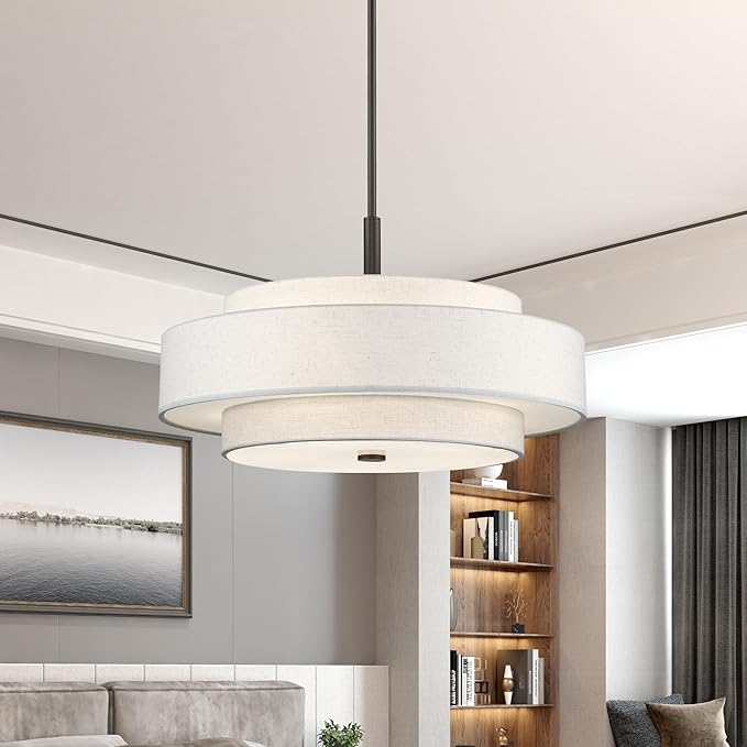 Livex Lighting Fabric Shade 52138-92 Meridian 5 Light English Bronze Pendant - Image 10