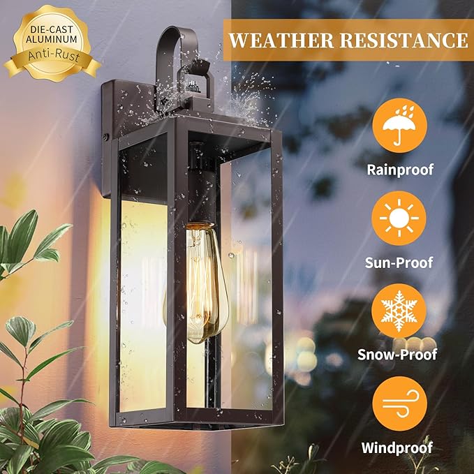 16'' Large Dusk to Dawn Outdoor Lighting 2 Packs, Modern Outdoor Lanterns - Image 5