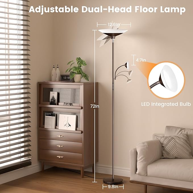 Brown Torchiere LED Floor Lamp - Image 6