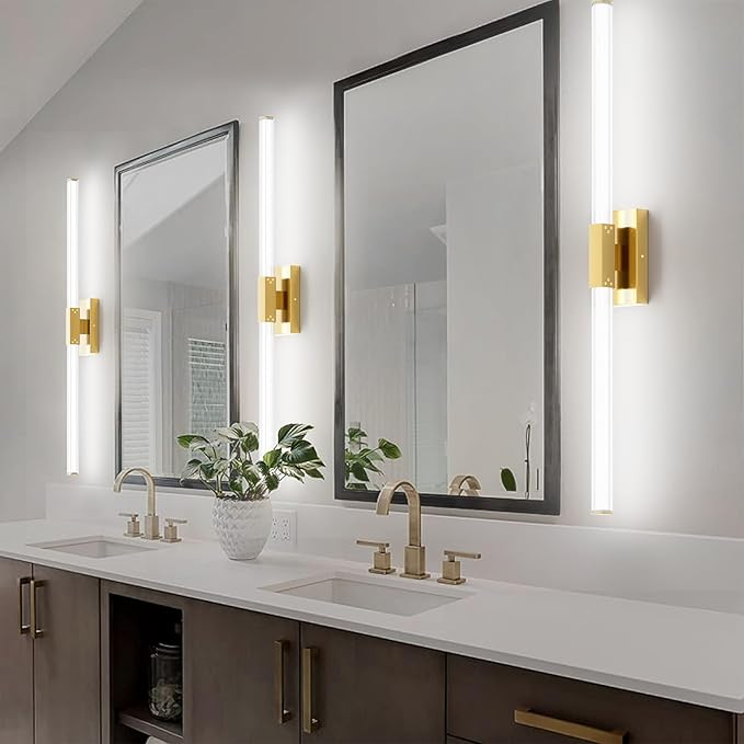 Ralbay Matte Gold 40inch Bathroom Vanity Lights Fixtures Over Mirror 32W Modern - Image 2