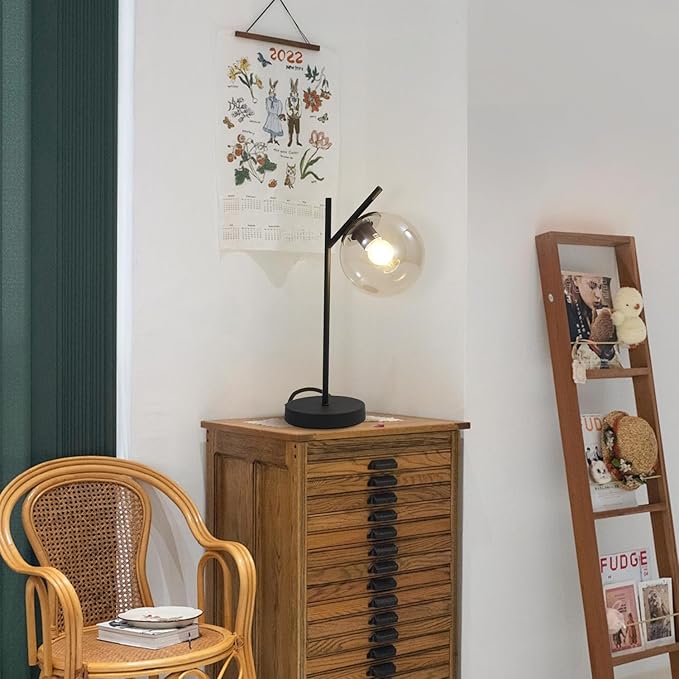 Mid Century Table Lamp Vintage Bedroom Desk Lamp Black Nightstand Lamp - Image 8