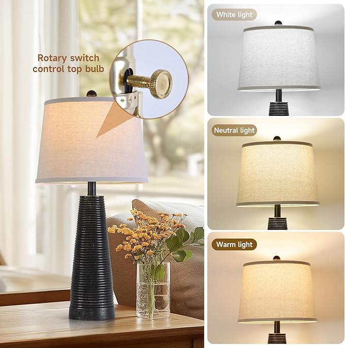 Terpsichore Nightstand Lamp Bedside Lamps Set of 2 Desk Lamp Vintage Rustic - Image 5