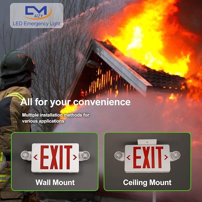 CM MZY LED Exit Sign with Emergency Lights, Exit Sign Light with Battery Backup - Image 5