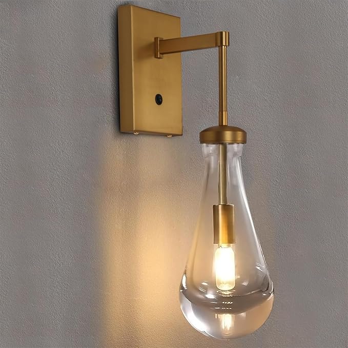 HuisMier Brass Raindrop Wall Sconces, Indoor Wall Sconces by HuisMier