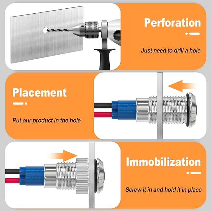 GASHER 5 PCS Energy Saving Indicator Light, LED Light 12V/24V/110V 20mA Panel - Image 5