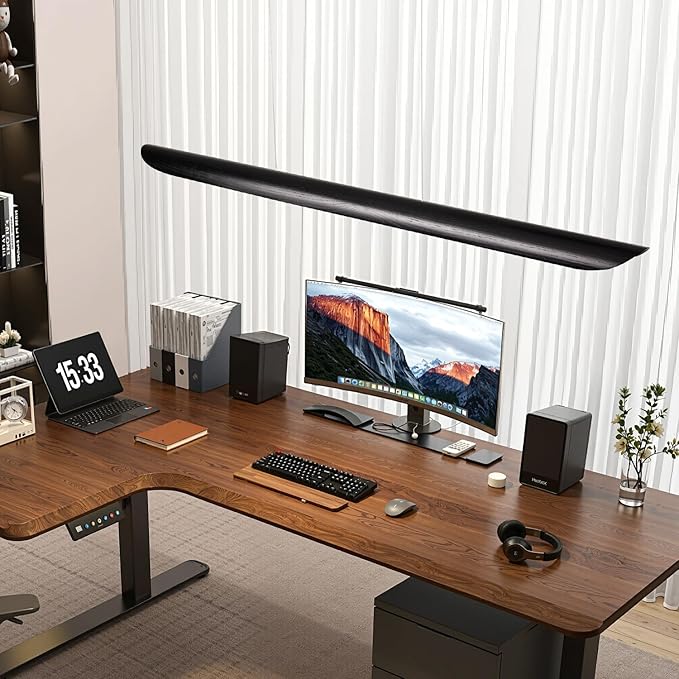 39" Modern Led Linear Pendant Light Dimmable Ceiling Hanging Lights Wood Linear - Image 5