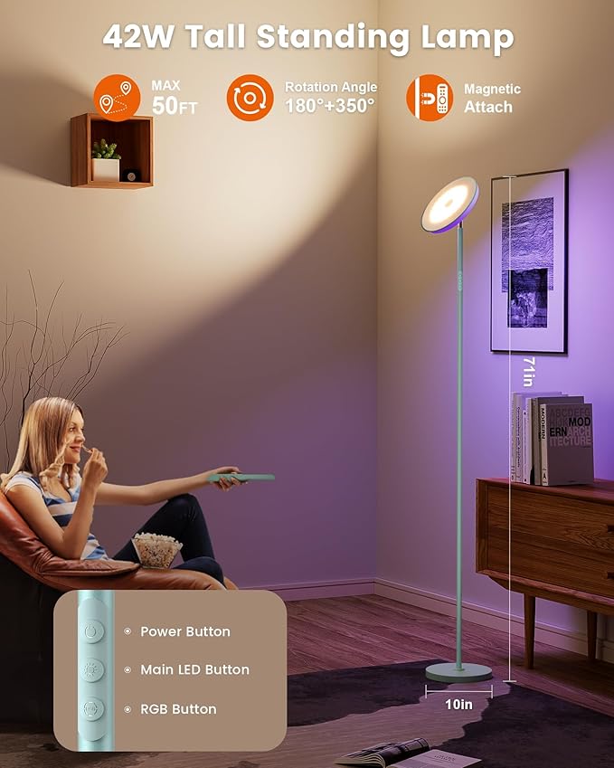 Bright Floor Lamp for Living Room, 42W LED Room Lights - Image 3