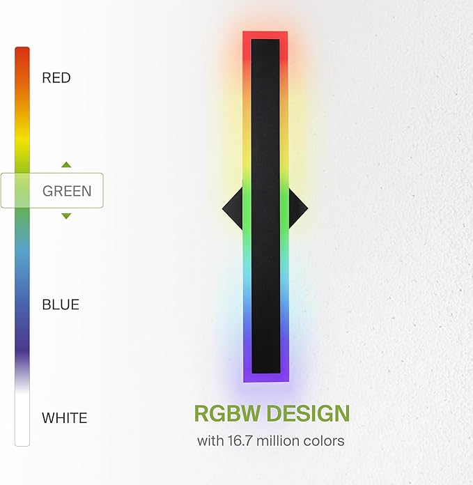ASD LED 24" Long Wall Mount Light Fixture, Outdoor & Indoor Linear Sconce | RGBW - Image 4