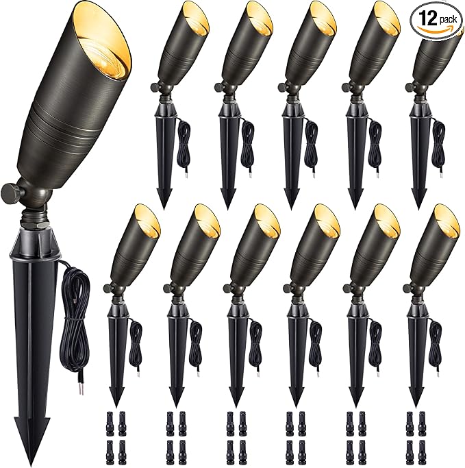Gardenreet Die-Cast Brass Spot Light Outdoor - 12V LED Uplighting Waterproof by Gardenreet