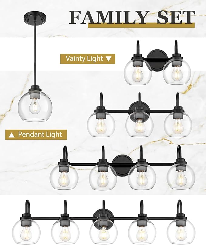 Bathroom Light Fixtures, 5-Light Matte Black Vanity Lights - Image 7