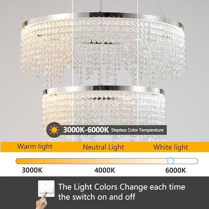 3 Tier LED Modern Ceiling Light Fixture, Home Decor LED Round Crystal - Image 5