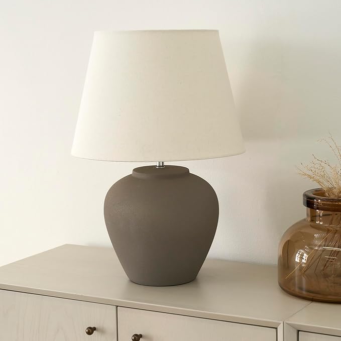 Nourison Home 20" Brown Ceramic Pot Table Lamp by NourisonHome