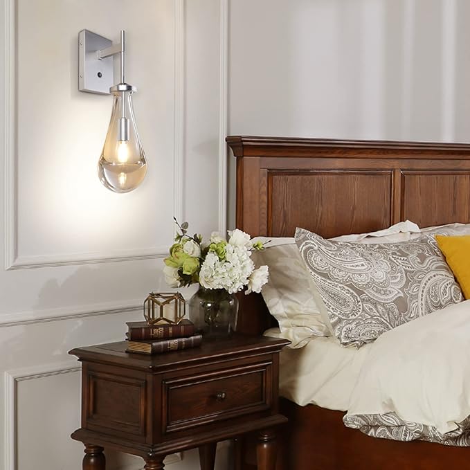 HuisMier Brushed Nickel Wall Sconce, Raindrop Wall Sconces - Image 6
