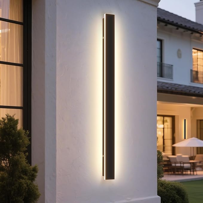 Modern Outdoor Wall Light, 39.4Inch Black LED Dimmable IP65 Waterproof by TraLiGu