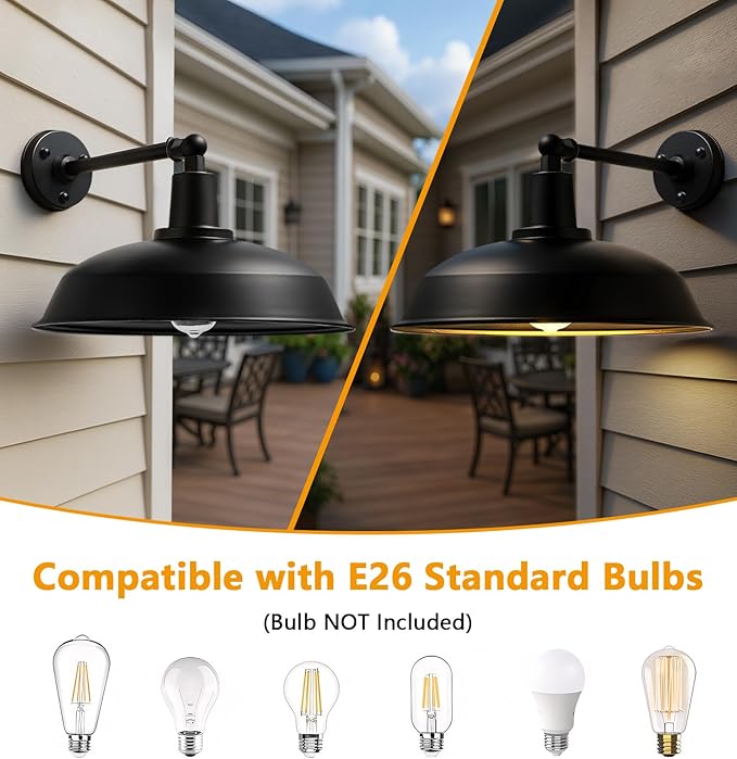 24-inch Extra-Large Outdoor barn Light, Straight arm Design, Vintage Farmhouse - Image 3