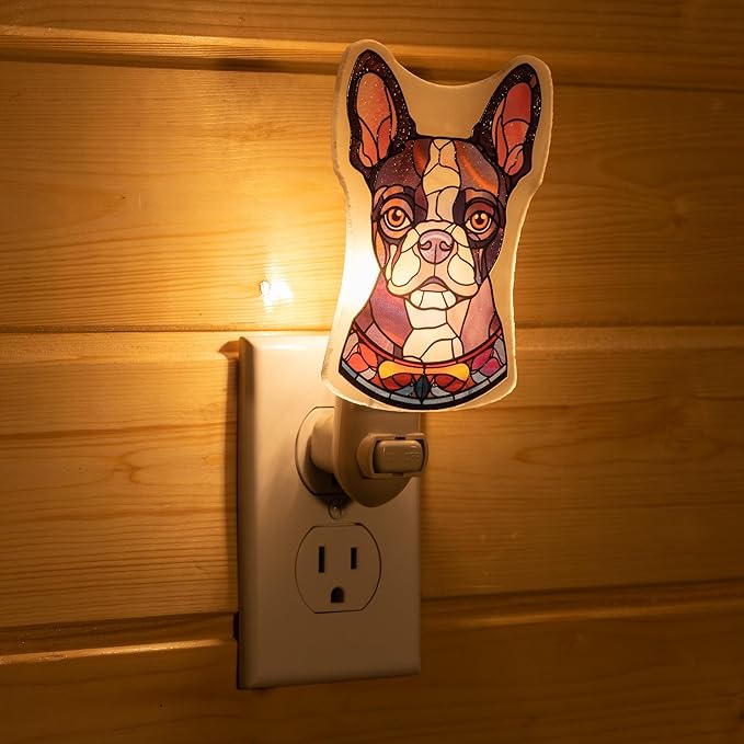 French Bulldog Dog Shaped Night Light – Stained Glass Styled Cutout Design – - Image 4