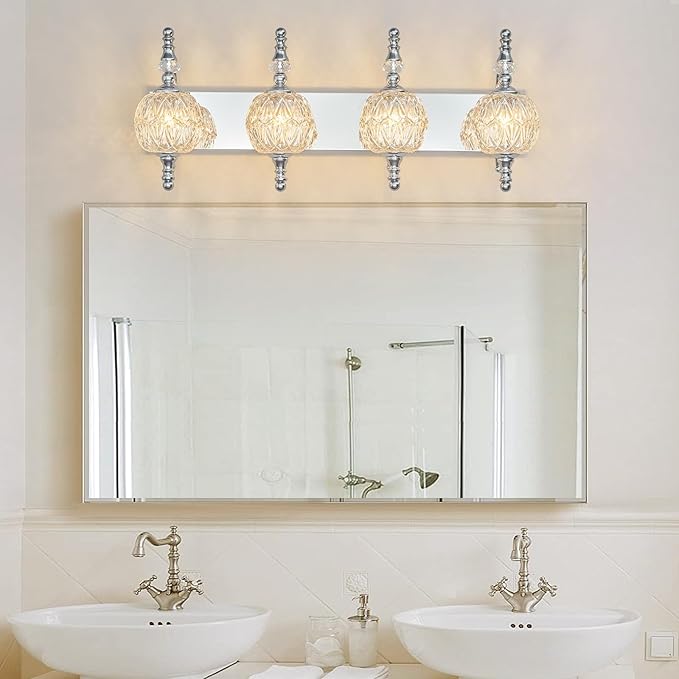 Modern Crystal Bathroom Vanity Lights Fixtures Over Mirror Chrome Vintage - Image 6