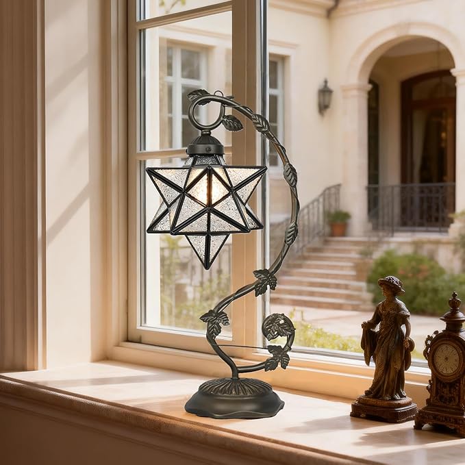 Star Glass Table Lamp, Vintage Style Table Lamp, Living Room - Image 7