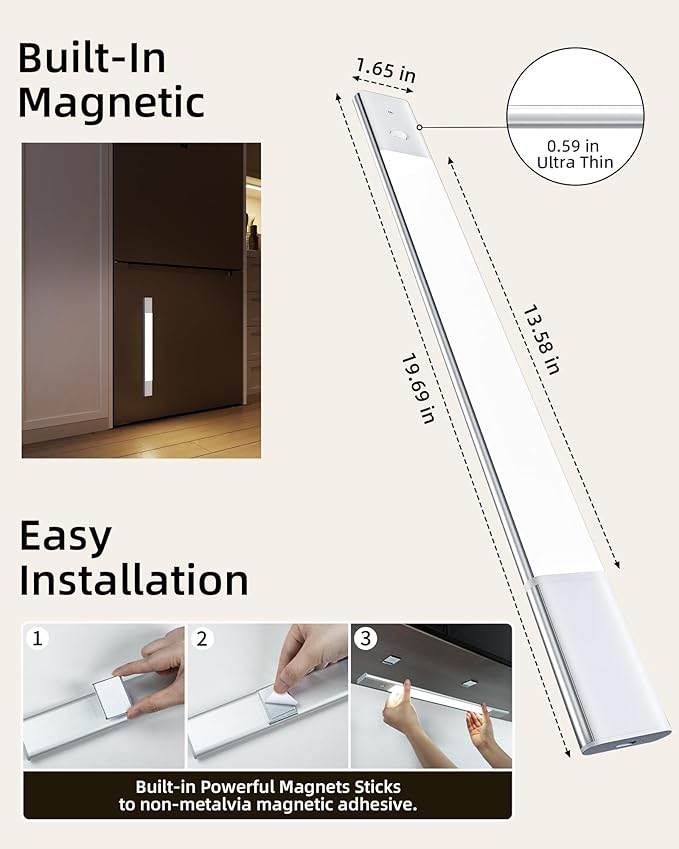 EZVALO Under Cabinet Lighting, Motion Sensor Closet Lights - Image 7