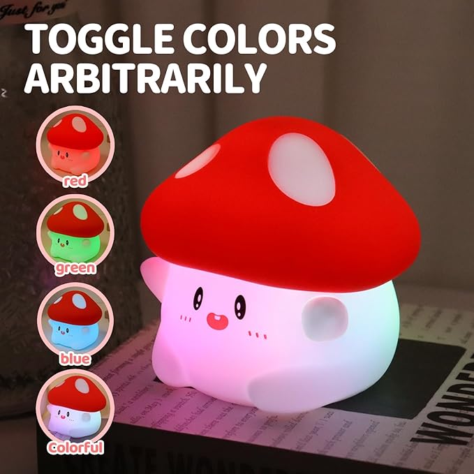 Mushroom Night Light, Color Changing & 50-Hour Battery, Squishy Lamp - Image 9