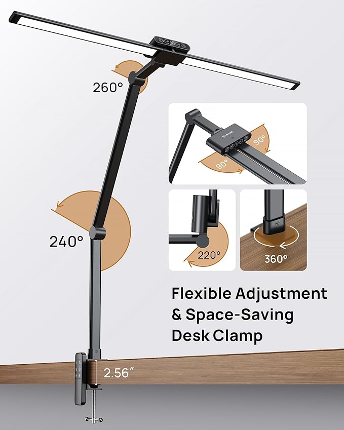 TROND LED Desk Lamp with Clamp, 29.55'' Tall Desk Light with Remote, 1500LM - Image 6