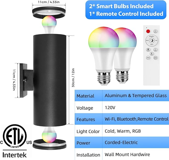 SHIMR Modern Outdoor Wall Lights Color Changing, RGBCW Smart Outdoor Lights - Image 6