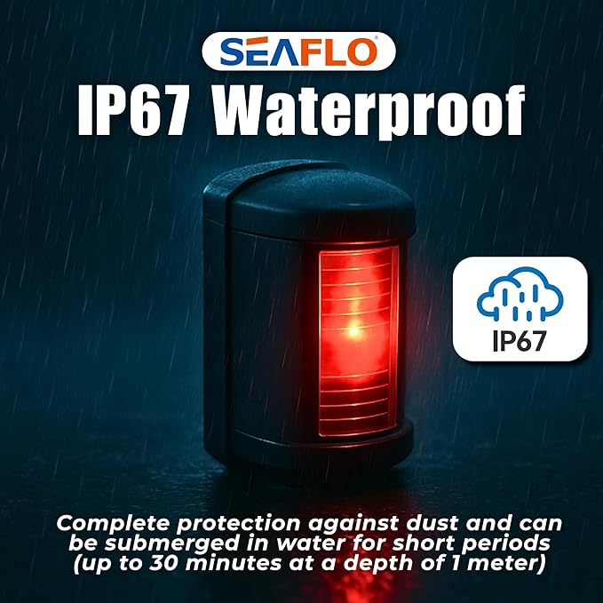 SEAFLO 11 Series Mini Sized LED Red Port Navigation Light – 12V, IP67 Waterproof - Image 6
