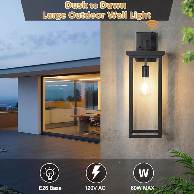 tewei Dusk to Dawn Large Outdoor Wall Lights, 20 Inch Outdoor Sconce Lights - Image 2