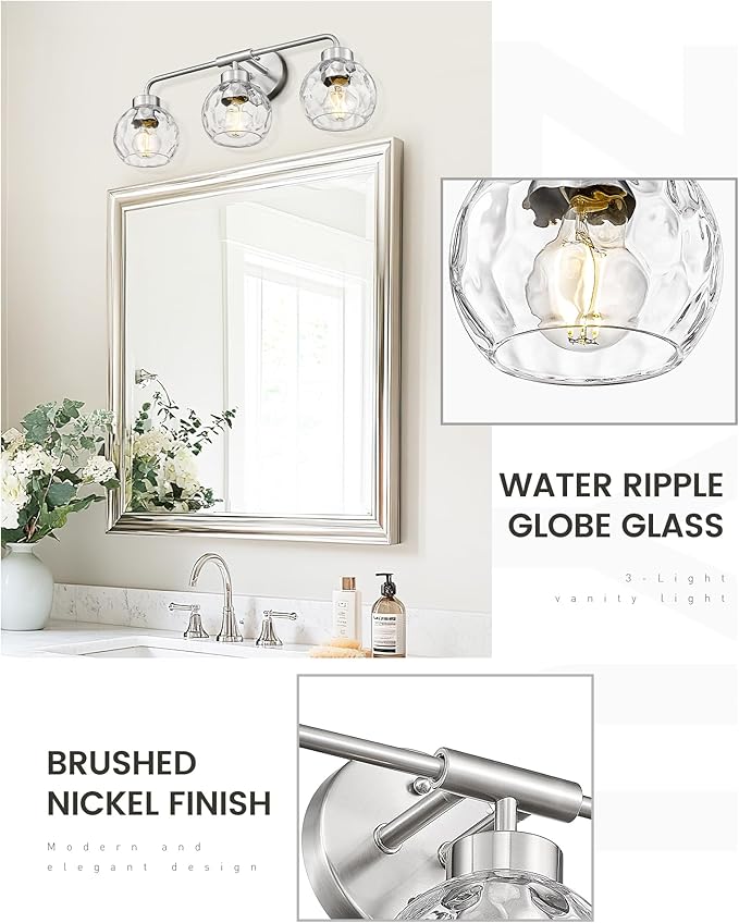 zeyu Brushed Nickel Bathroom Light Fixtures, 23 Inch 3-Light Modern Vanity - Image 3