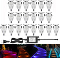 LED Deck Lights Multi-Color RGB Waterproof Recessed Wood Decking 0.7" Tiny Deck by QACALEDOutdoorRecessedDeckLightingKits