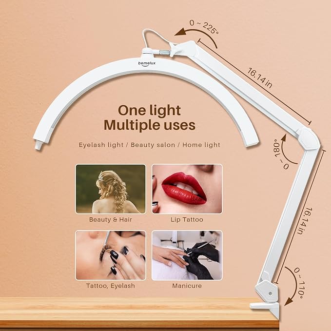 LED Half Moon Light with Desk Clamp, 30W Bright 288PCS LEDs, Metal Swing Arm - Image 4