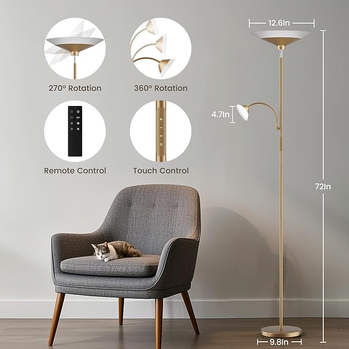 Gold Torchiere Floor Lamp - Image 2