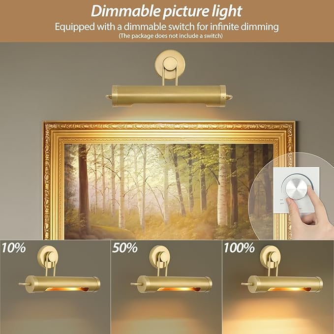 18in Picture Lights Hardwired Brass Picture Light, 360°Rotatable Art Light - Image 7