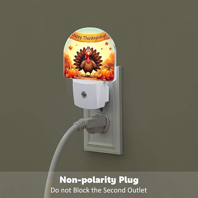 Thanksgiving Turkey Night Light Plug into Wall, Fall Autumn Pumpkins Harvest - Image 4