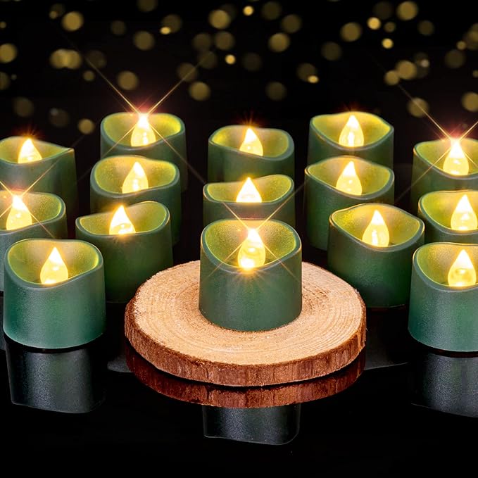 Homemory Green Tea Lights Candles Battery Operated, 200+Hour Flameless by Homemory