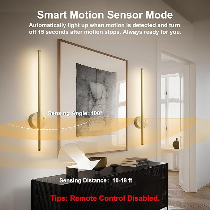 Motion Sensor Battery Operated Wall Sconce Set of Two - Image 4