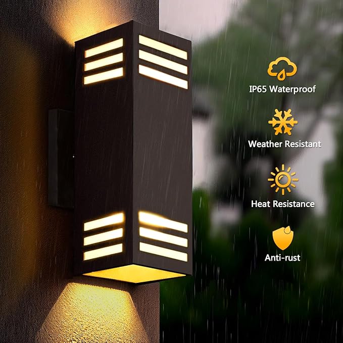 wowlite Outdoor Wall Lights Dusk to Dawn 2 Pack, Modern Porch Lights Outdoor - Image 3