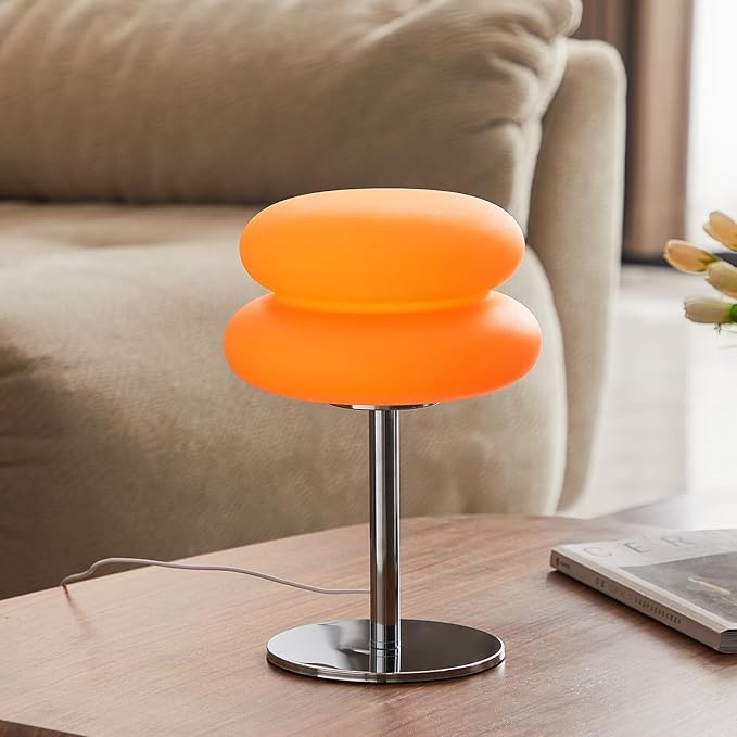 Orange Mushroom Lamp, Mid Century Modern Lamp by Unknown