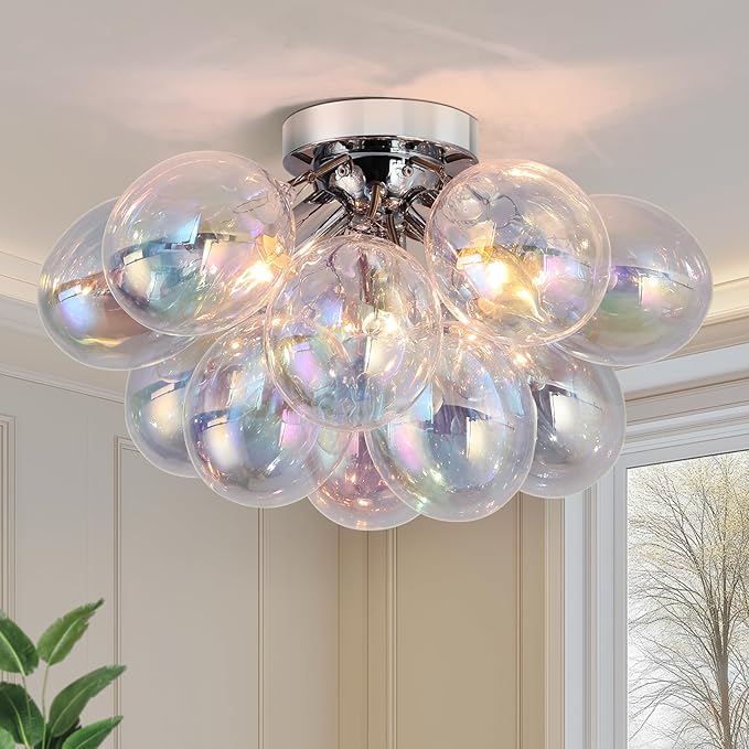 GoYeel Glass Bubble Chandelier Lighting Colorful Bedroom Ceiling Light by GoYeelLighting