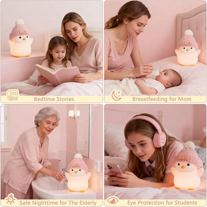 Penguin Night Light, Cute Pink Penguin Lamp - Image 5
