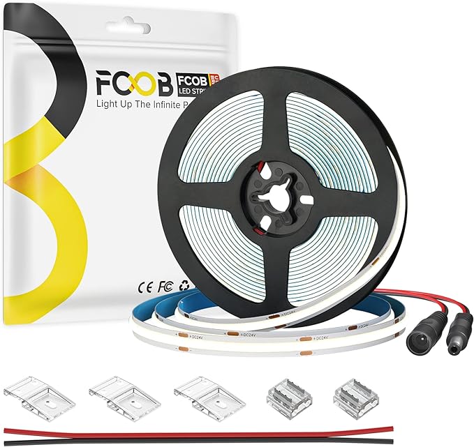 16.4FT DC12V COB LED Strip 6000K Cool White 480LEDs Flexible High Density by FCOB
