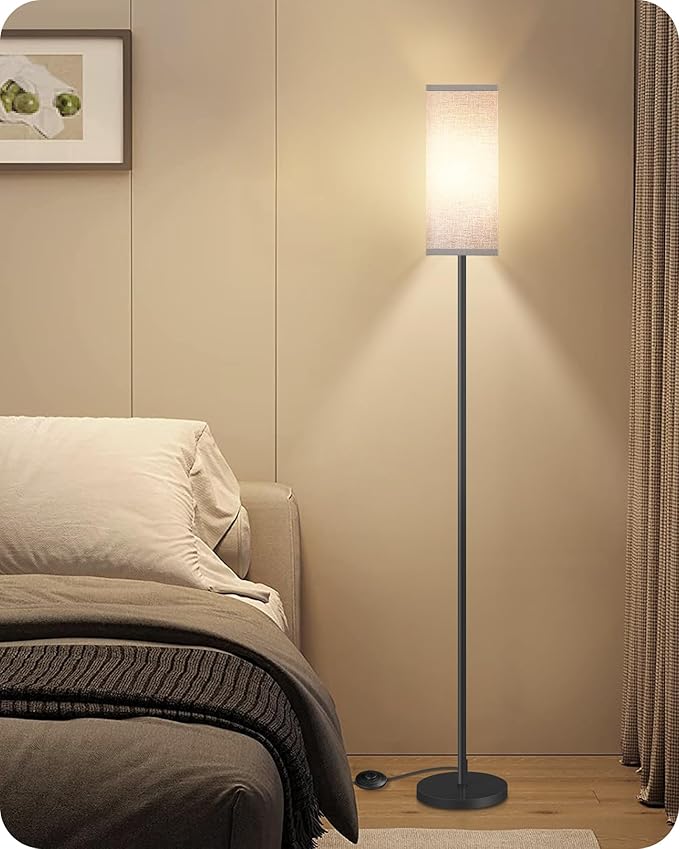 Floor Lamp, Pole Lamp with Foot Switch, Modern Standing Lamp Lampshade - Image 9