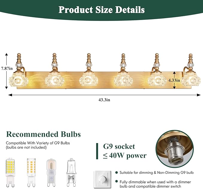 Modern Glass Crystal Vanity Light - Image 2