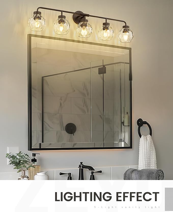 zeyu 38.5 Inch Farmhouse Bathroom Lighting Fixture, 5-Light Bathroom Vanity - Image 2