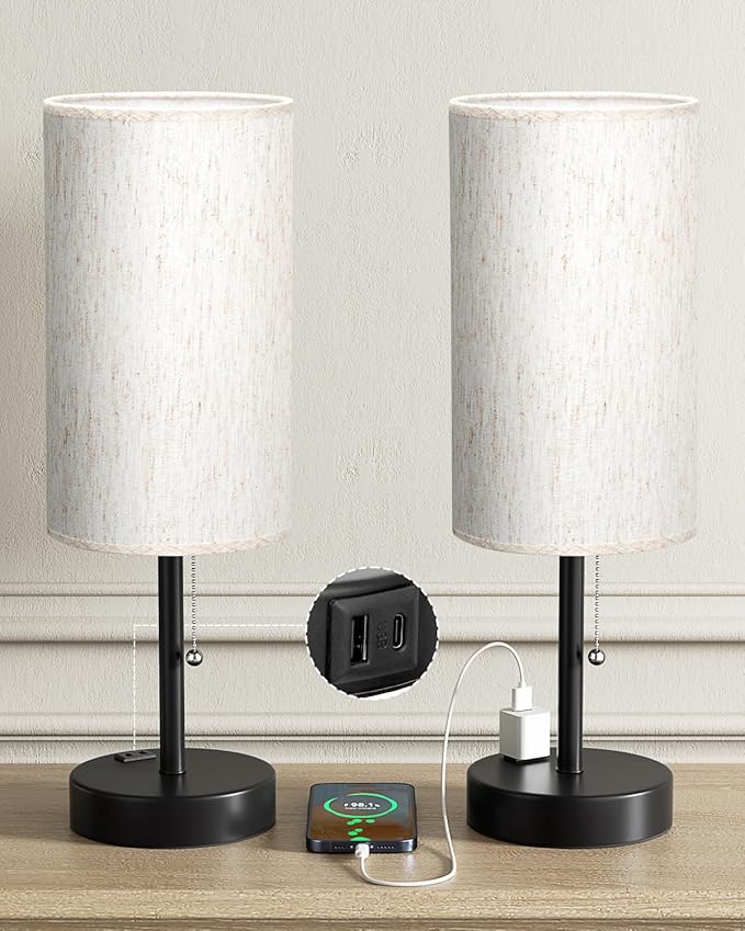 Fenmzee Plus Bedside Table Lamps Set of 2-3 Color Temperatures Pull Chain Lamp - Image 8