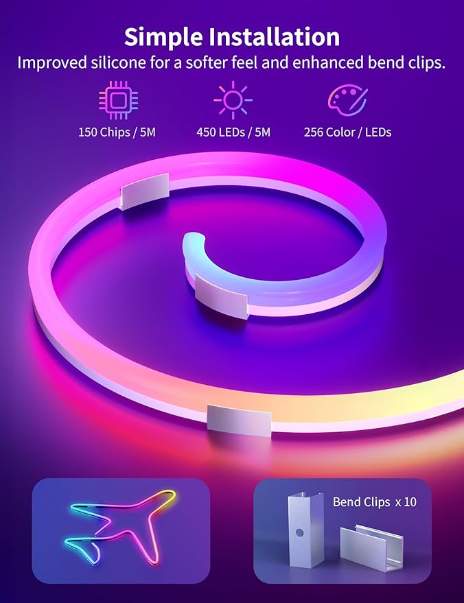 AI LED Neon Rope Light, RGBIC Neon Strip Light - Image 2