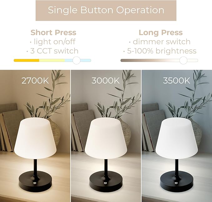 Modo LED Cordless USB-C Re-Chargeable Desk Lamp, 5200mAh Battery Operated - Image 5