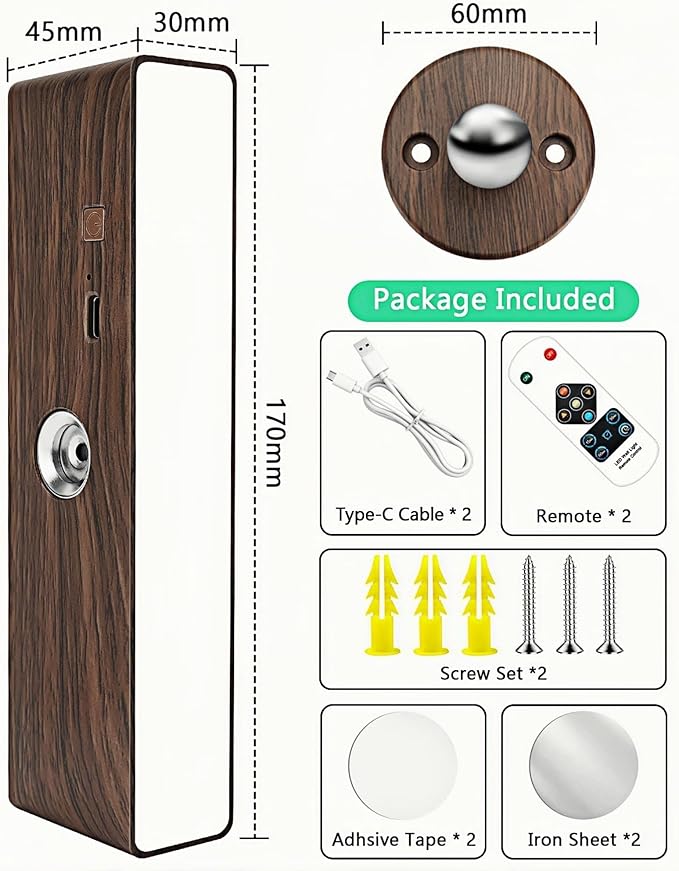 Battery Operated Wall Sconces Set of 2: Wireless Rechargeable Wall Light - Image 9